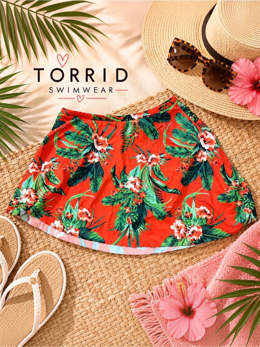 Torrid Tropical Floral Swim Skirt 🌺🌊☀️